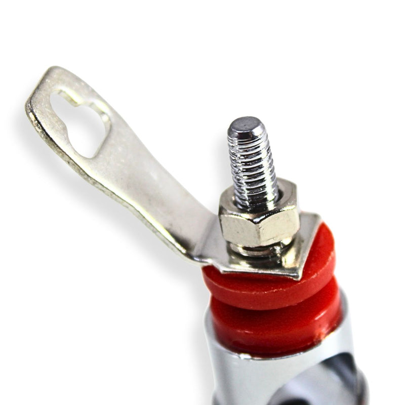Big Jeff Audio 4 Gauge Tall Speaker Push Terminal Brass/Nickel Plated Red