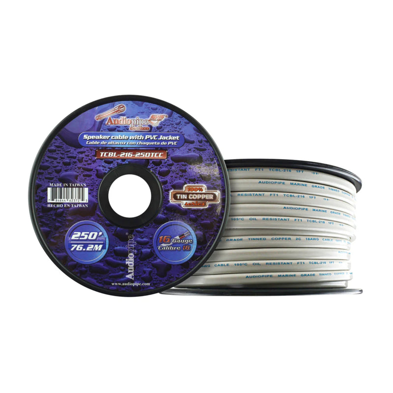 16 GA White PVC Jacket OFC Tin Copper Audiopipe Speaker Wire Lot Cut By The Foot