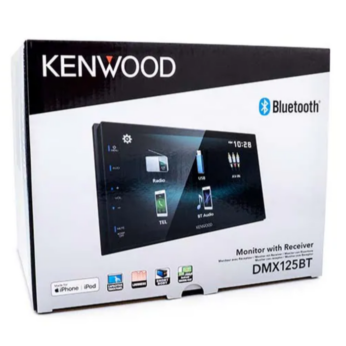Kenwood 6.8" LCD Touchscreen Digital Media Car Stereo, BT, Double Din DMX125BT