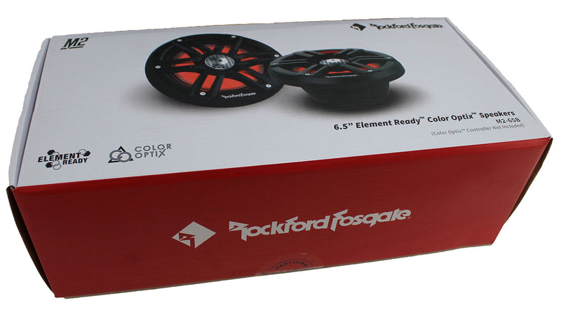 Two Pair of Rockford Black 6.5" 2400W 4 Ohm Color Optix Marine 2 Way M2-65B