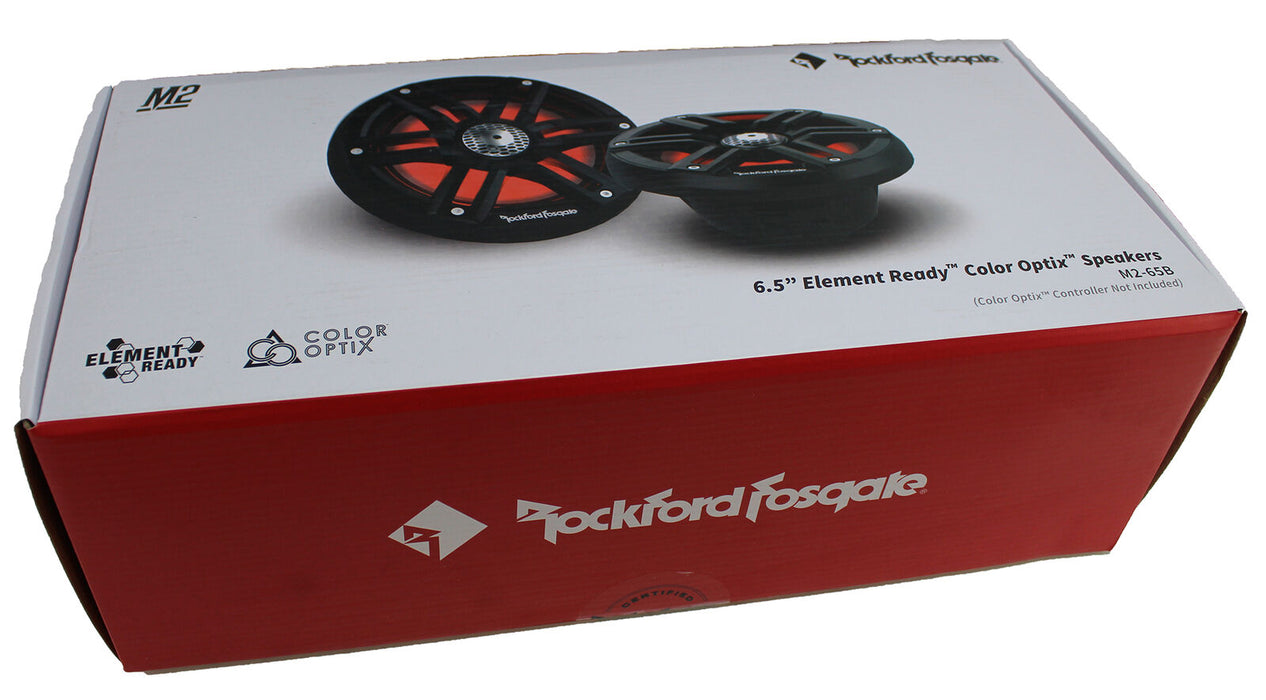 Two Pair of Rockford Black 6.5" 2400W 4 Ohm Color Optix Marine 2 Way M2-65B