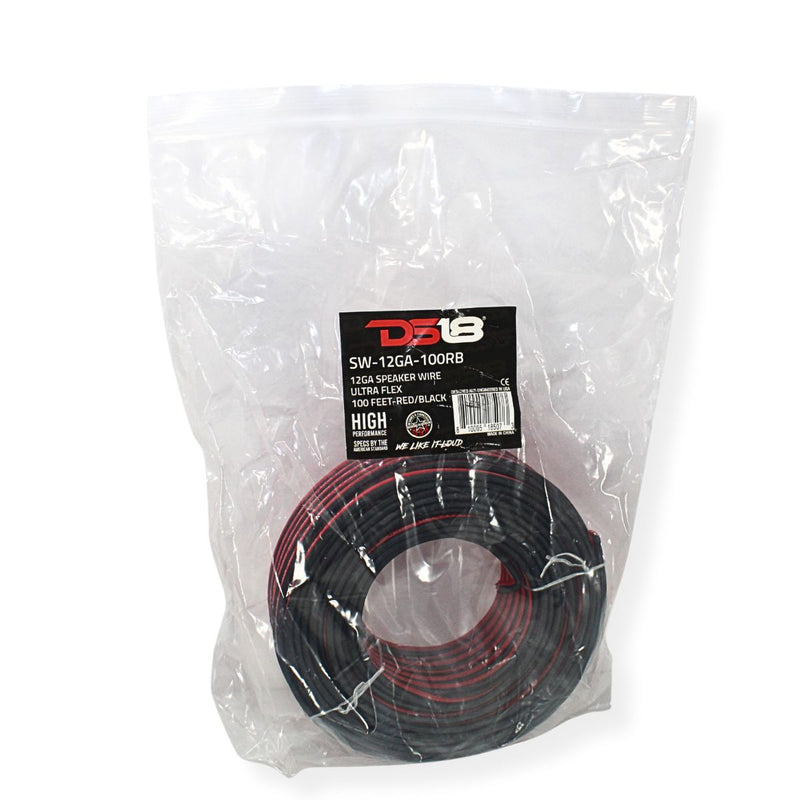 DS18 SW-12GA-100RB 12-GA CCA Ultra Flex Speaker Wire 100 Ft Red/Black Roll
