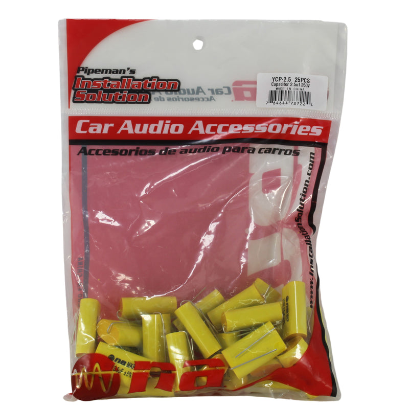 25 Pack of 2.5 Microfarad Bass Blocker 250 Volt Metalized Film Capacitors