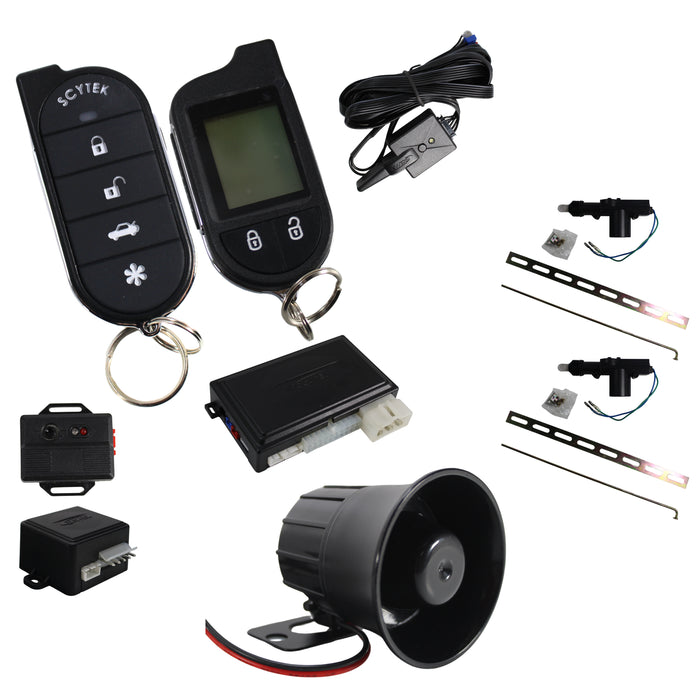 A4.2W Car Alarm Security System with Siren, Keyless Entry 2-Way LCD Remote Start