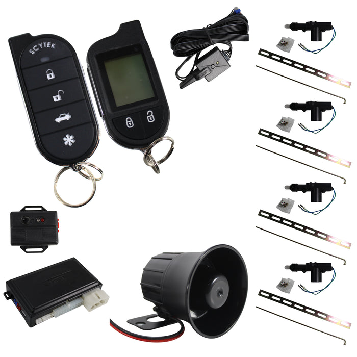 A4.2W Car Alarm Security System with Siren, Keyless Entry 2-Way LCD Remote Start