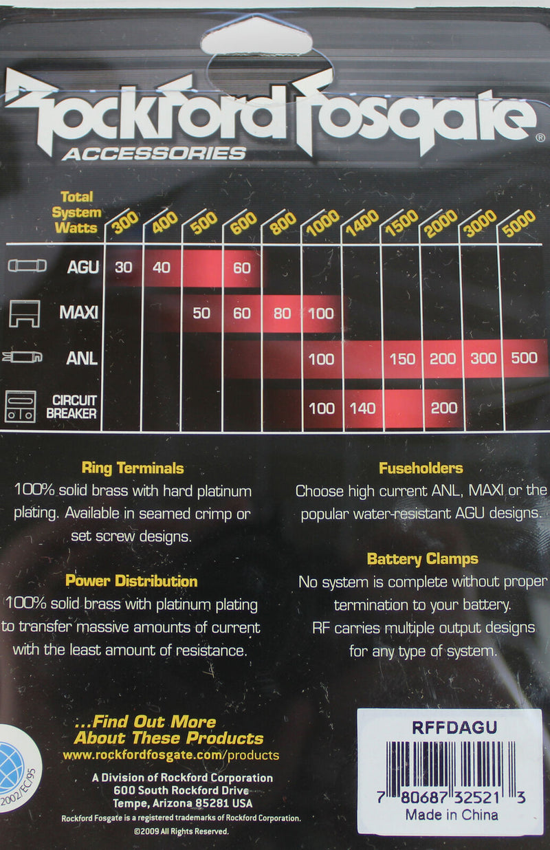 Rockford Fosgate 3 Input 2 Output AGU Fused Power Distribution Block RFFDAGU