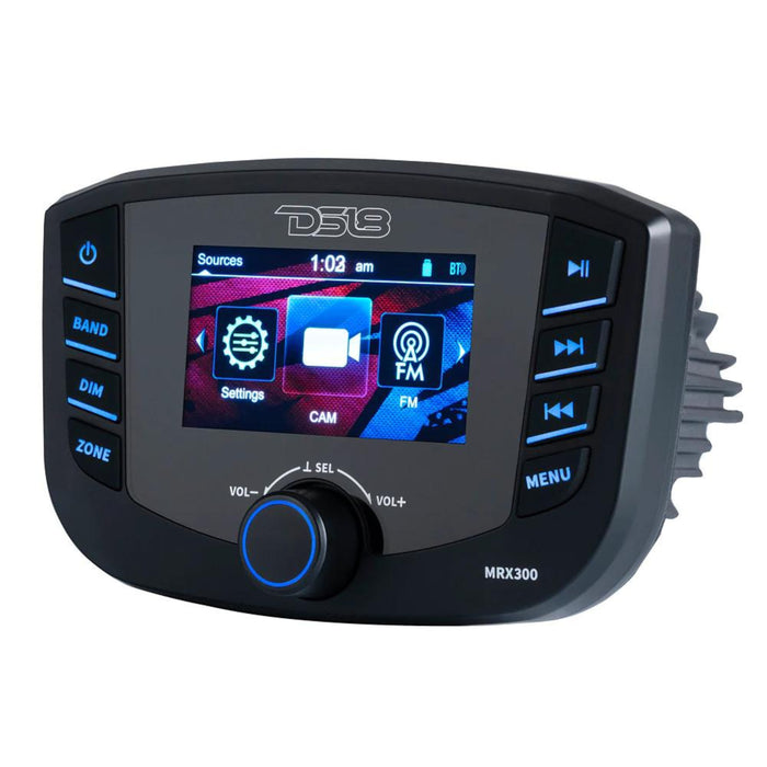 DS18 3" LCD Marine & Powersports 4 Channel  25W RMS BT Head Unit W/ Camera Input