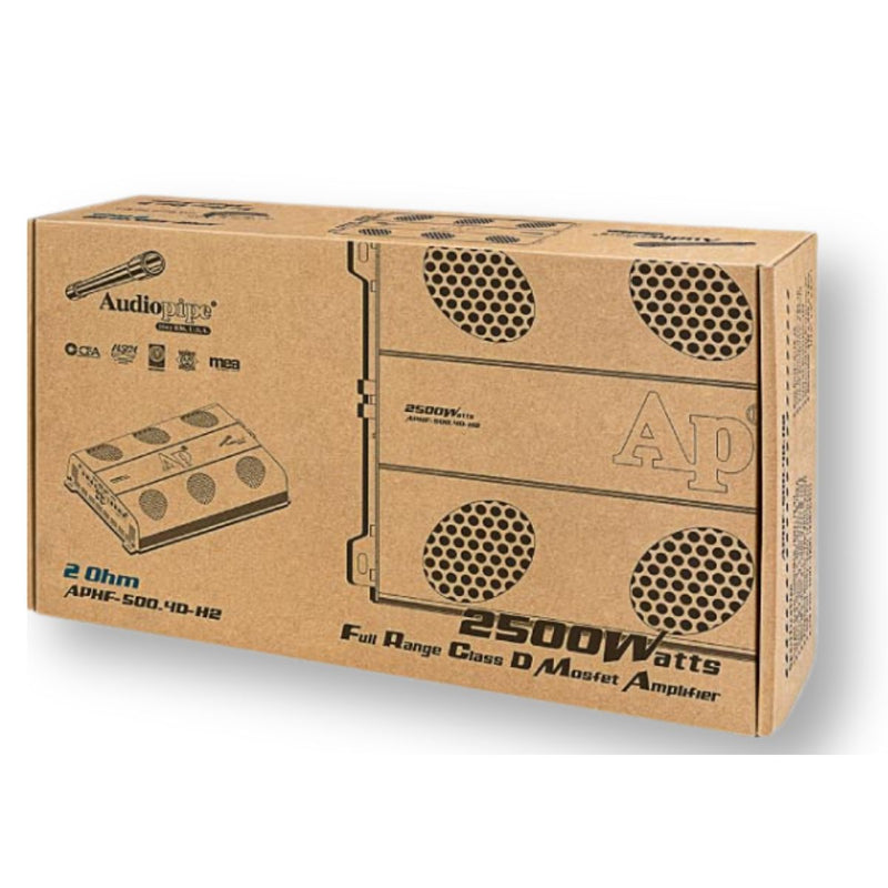 Audiopipe 2500 Watt Full Range Class-D 4 Channel 2-Ohm Amplifier APHT-1000.4D-H2