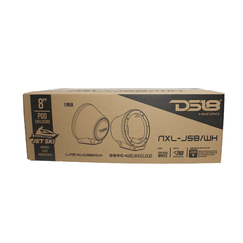 DS18 8" Jet Ski, Marine, Jeep & UTV/ATV Pod Enclosure-Pair NXL-JS8/WH