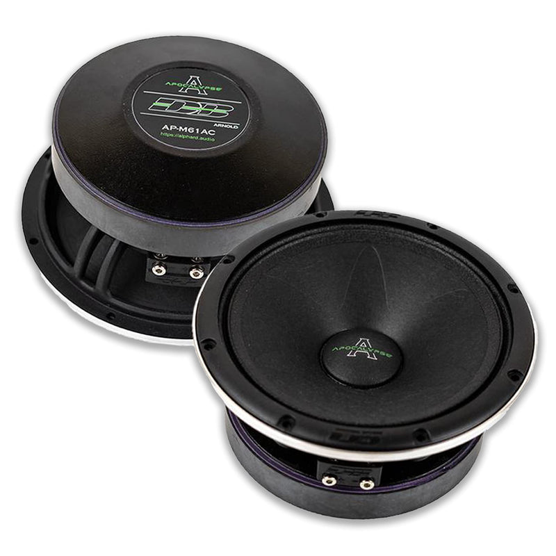 6.5" 180W RMS 4-Ohm Mid-Range Speaker Set Deaf Bonce Apocalypse Series AP-M61AC top and bottom side view
