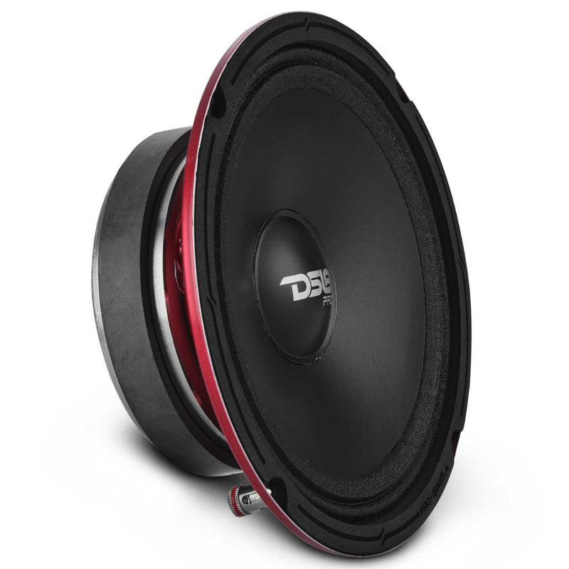 DS18 PRO SM6.4 6.5 inch water resistant midrange, 200W RMS, 4 ohm, shallow mount design for motorcycles and marine builds. Side View of Speaker