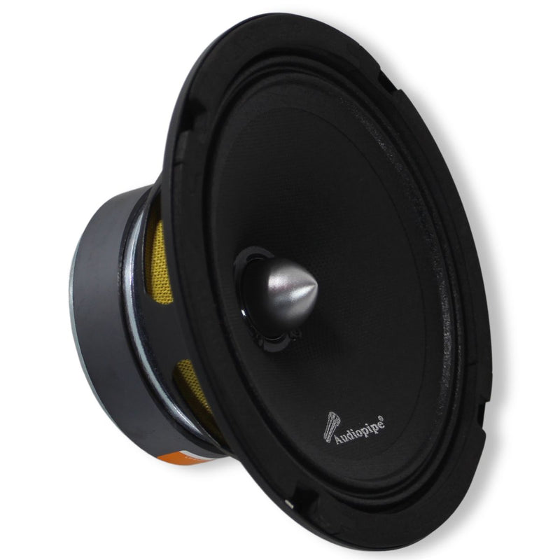 Front & Side view of 6.5" 50W Audiopipe Midrange Car Speaker with Bullet Tweeter