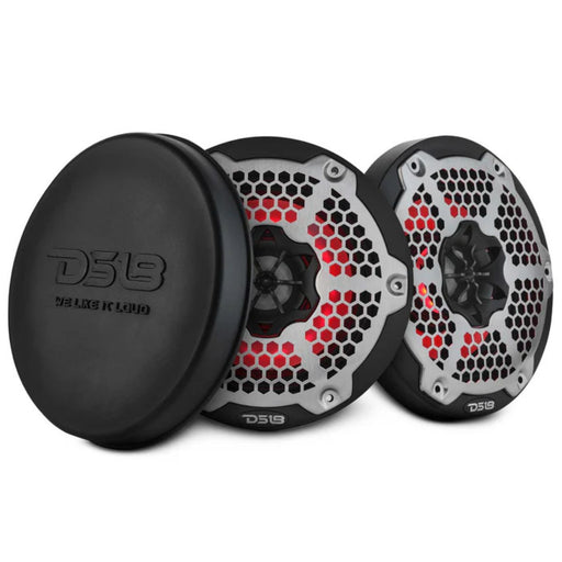 Front of pair of 6.5” Marine 2-Way Hybrid Speaker w/ RGB LED | NXL-6MD/BK 250W RMS 4Ohm