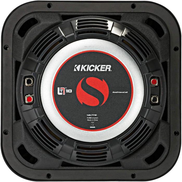 Kicker 10" 1000W Peak Dual 2 Ohm L7T Shallow-Mount Solo-Baric Subwoofer 46L7T102