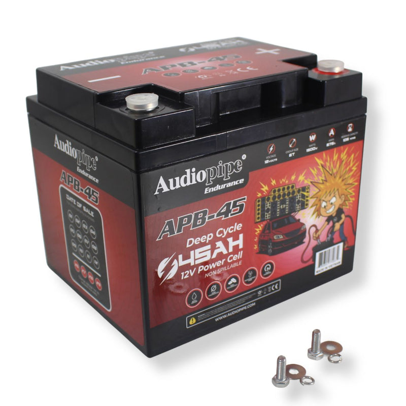 Audiopipe APB-45 12V 1500W 675Amp AGM Deep Cycle Power Cell Battery 45Ah