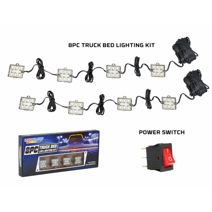 LEDGlow 8pc Ultra-Bright White LED IP67 Waterproof Truck Bed Lighting Kit