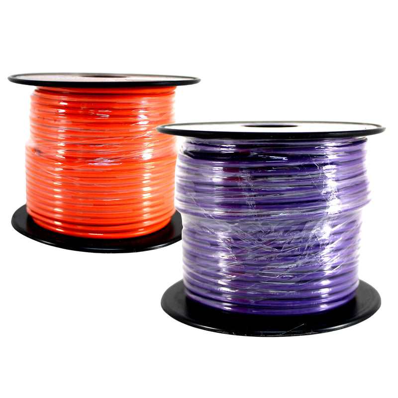14 GA 100 FT Purple Orange Stranded Spools of CCA Primary Power Ground  Wire Cable