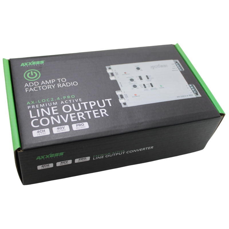 bass booster box Axxess Ax-loc2.4-pro 4CH Active Line Output Converter with Bass Boost