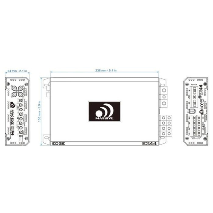 Massive Audio Nano Edge 4Channel Amplifier  800W Class AB Full Range SQ EX44