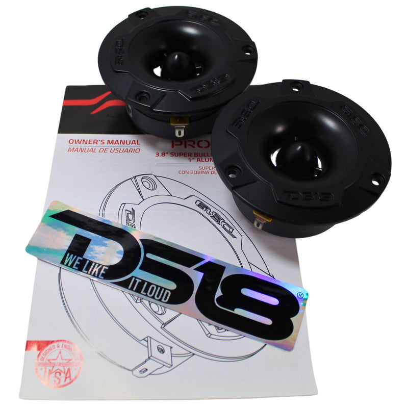 DS18 Pair of 1" Black 240W 4 Ohm Pro Aluminum Super Bullet Tweeter PRO-TWX1B