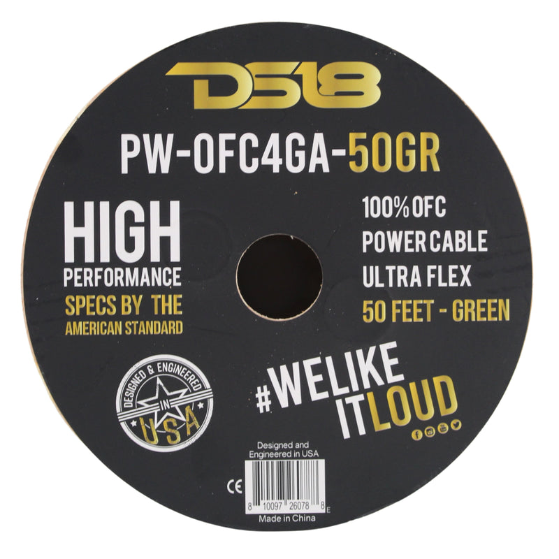 DS18 Car Audio 4 AWG 100% OFC Power/Ground Wire Neon Green Lot Cut By The Foot