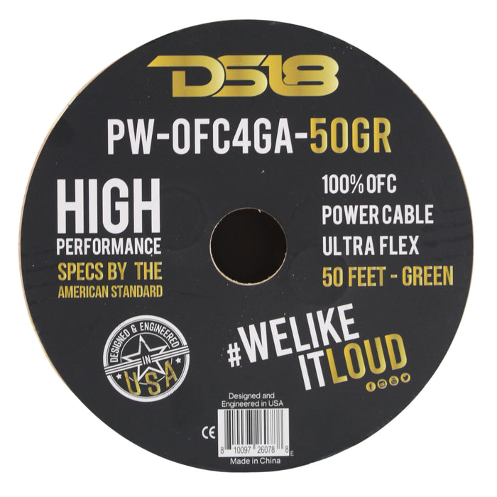 DS18 Car Audio 4 AWG 100% OFC Power/Ground Wire Neon Green Lot Cut By The Foot