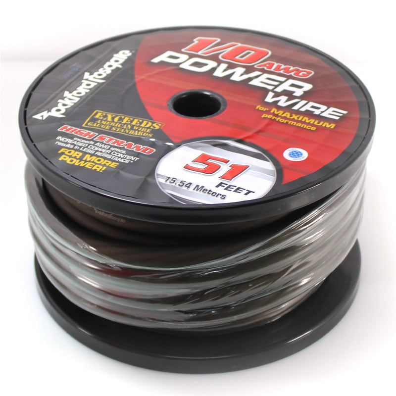 Rockford 1/0 AWG Pure Crystal-OFC Frosted Red/Black Power Ground Wire 25FT Cuts