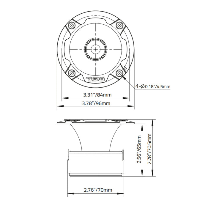 DS18 3.78" Super Bullet Tweeter 240W 1" Aluminum Voice Coil 4-Ohm Pair PRO-TWX2