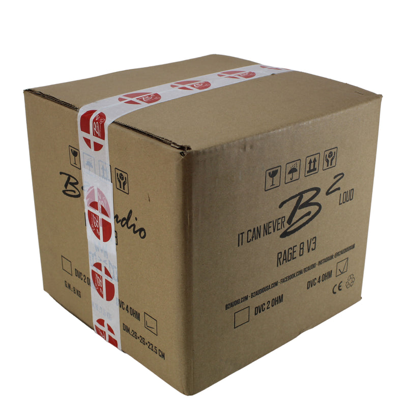 B2 Audio 8" High Excursion Subwoofer RAGE8 D4 500W RMS Dual 4 Ohm