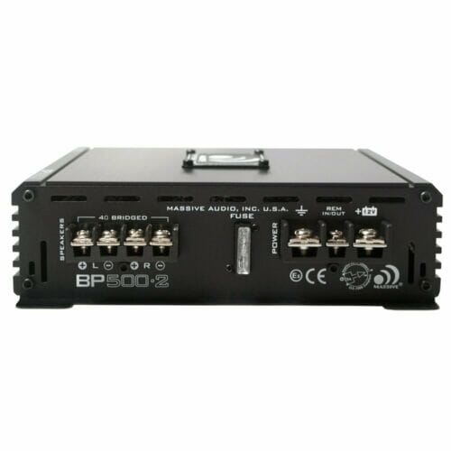 Massive Audio 12" 500W 4 Ohm Subwoofer ECO12S4 + 2 Channel Amplifier Package