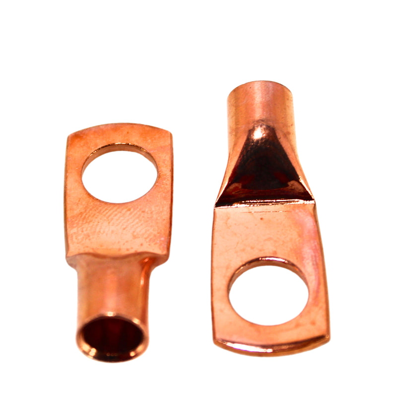 Pair of 4 Gauge 5/16 Inch Solder-Style Copper Ring Terminal Lugs w/ Heat Shrink