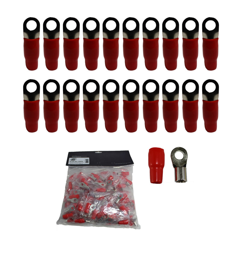 XS Power 20pk, Red 4 AWG 8.5MM Ring Terminals Nickel Plated XS-RT4S-RD