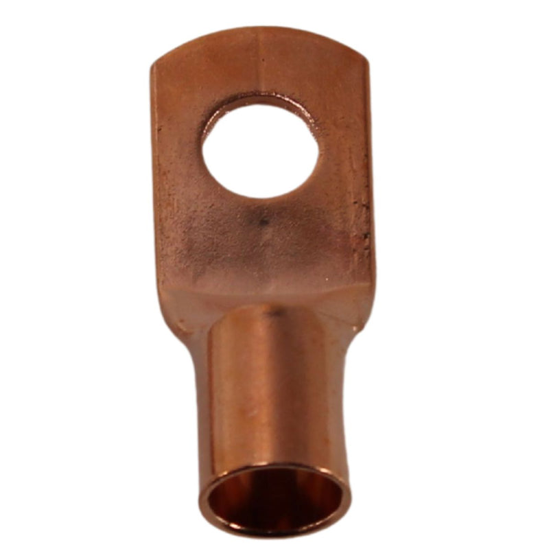 Pair of 0 Gauge 1/4 Inch Crimped style Copper Ring Terminal Lugs