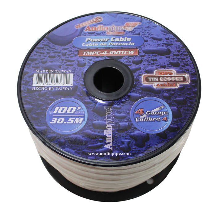 Audiopipe 4 GA Stranded OFC Tinned Copper Marine Power/Ground Wire White Lot