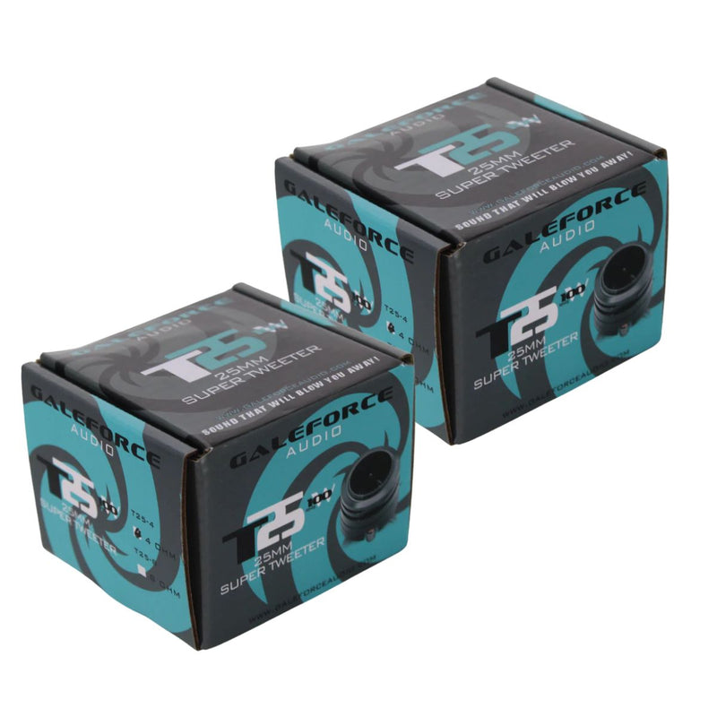 Galeforce T25 1.5" 35W RMS 4-Ohm Car Audio Super Bullet Tweeters Pair (Black)