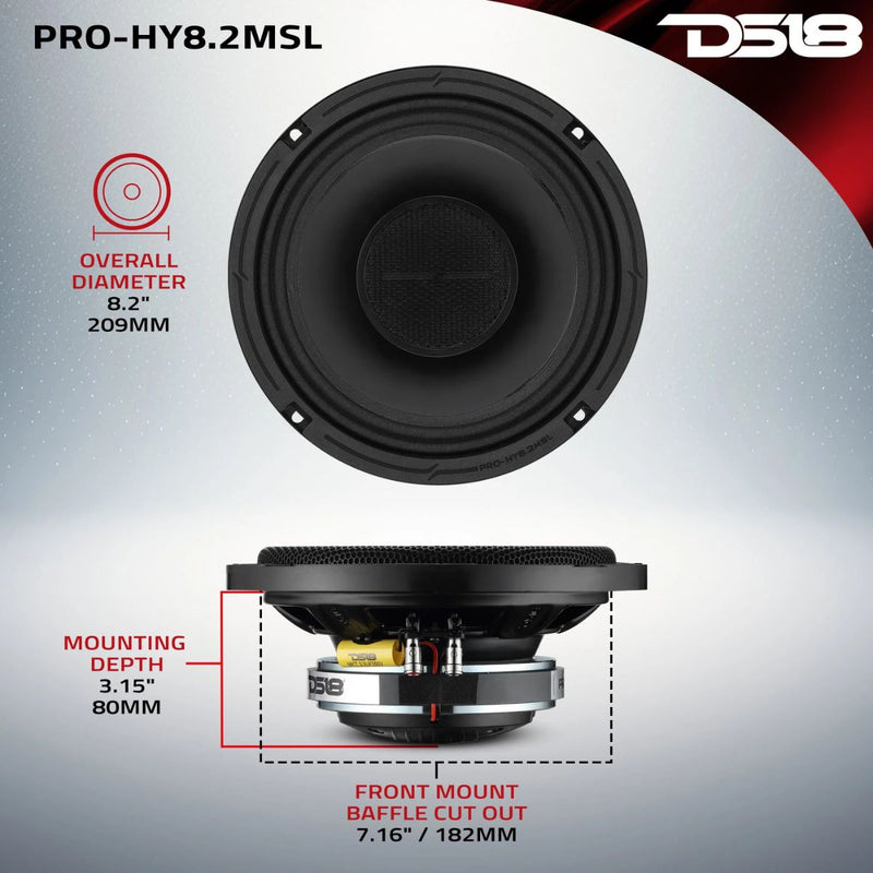 DS18 PRO 8" Hybrid 2 Ohm 150 Watt RMS Loudspeaker w/1" Compression Driver Horn