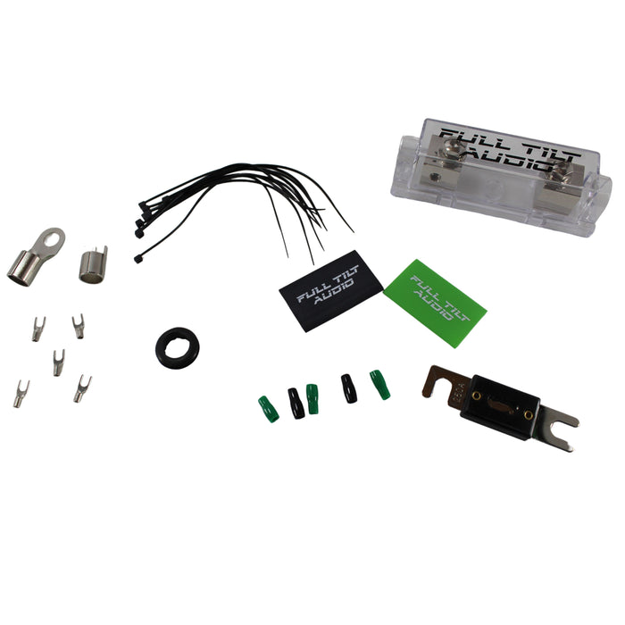 Full Tilt Audio 100% OFC 0 Gauge Lime Green / Black Amplifier Install Kit