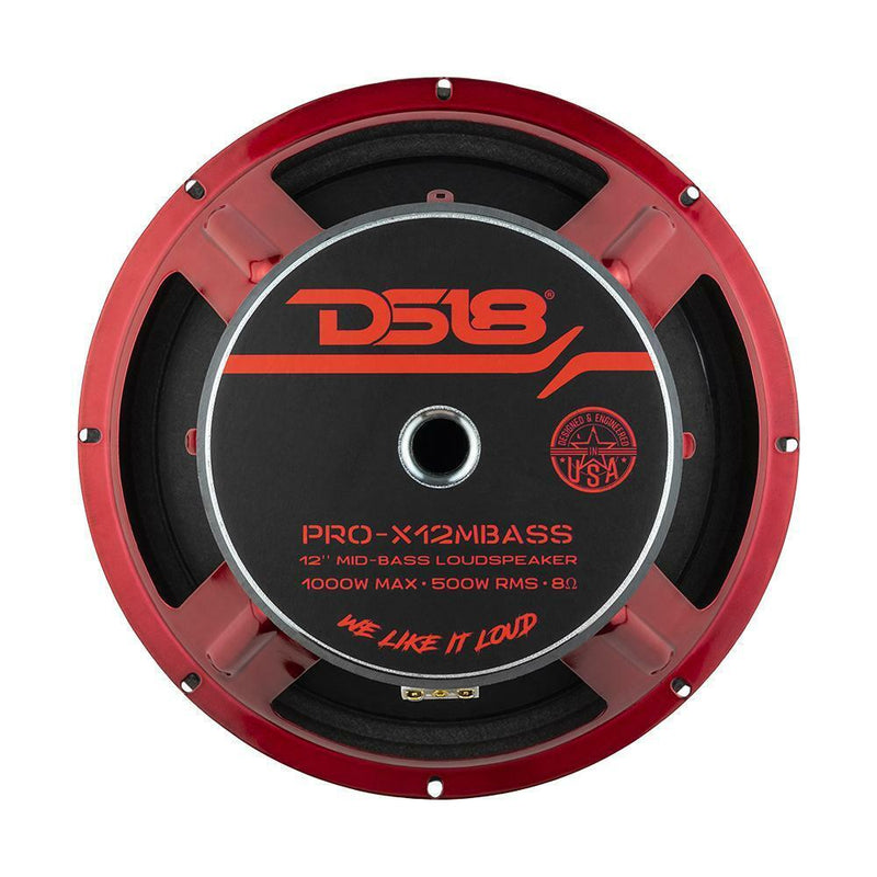 DS18 Car Audio 12" 500 Watt RMS 8 Ohm Mid-Bass Loudspeaker PRO-X12MBASS