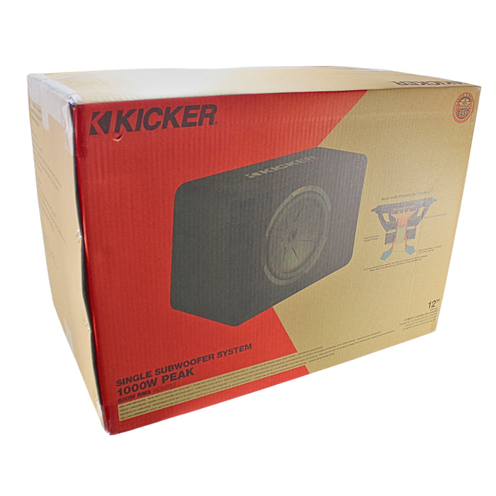 Kicker Ported Enclosure with 12" 2000W Peak 2 Ohm CompR Subwoofer 48VCWR122