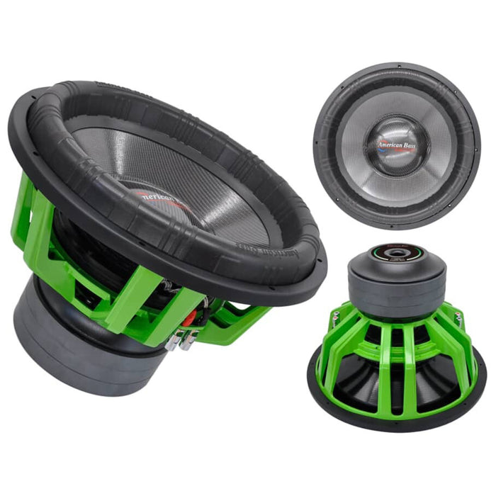 American Bass Godzilla Green/Black 15" Dual 1 Ohm 12000W Peak Sub GODZILLA-15-D1