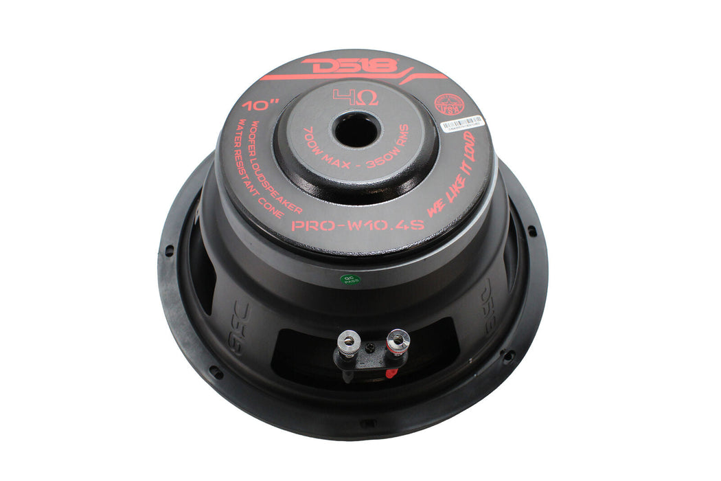 DS18 10" 700 Watt 4 Ohm SVC Water Resistant Bike Subwoofer PRO-W10.4S