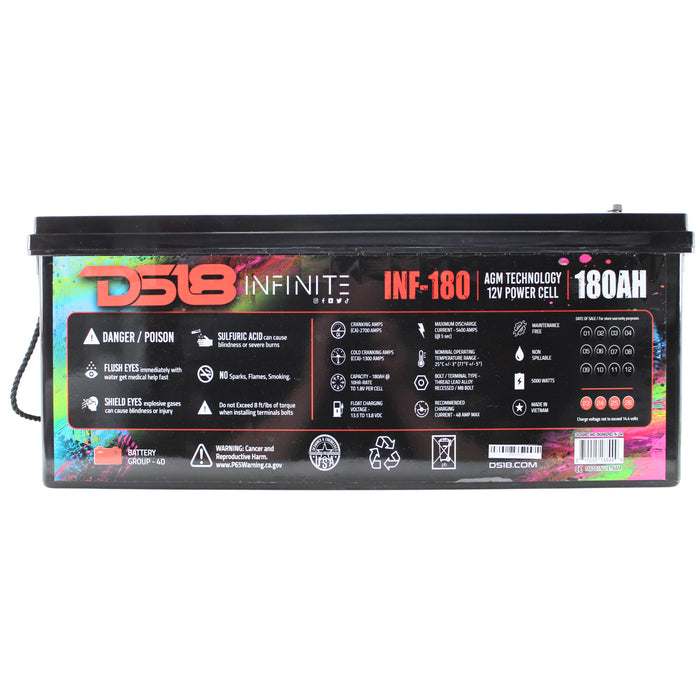 DS18 12 Volt Battery INFINITE 180AH 5000 Watt AGM Power Cell INF-180