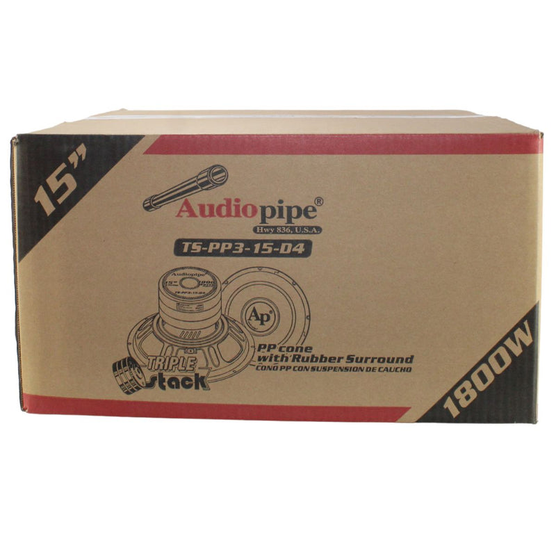 Audiopipe Pro Car Audio 15" 700 Watt RMS Dual 4-Ohm Subwoofer
