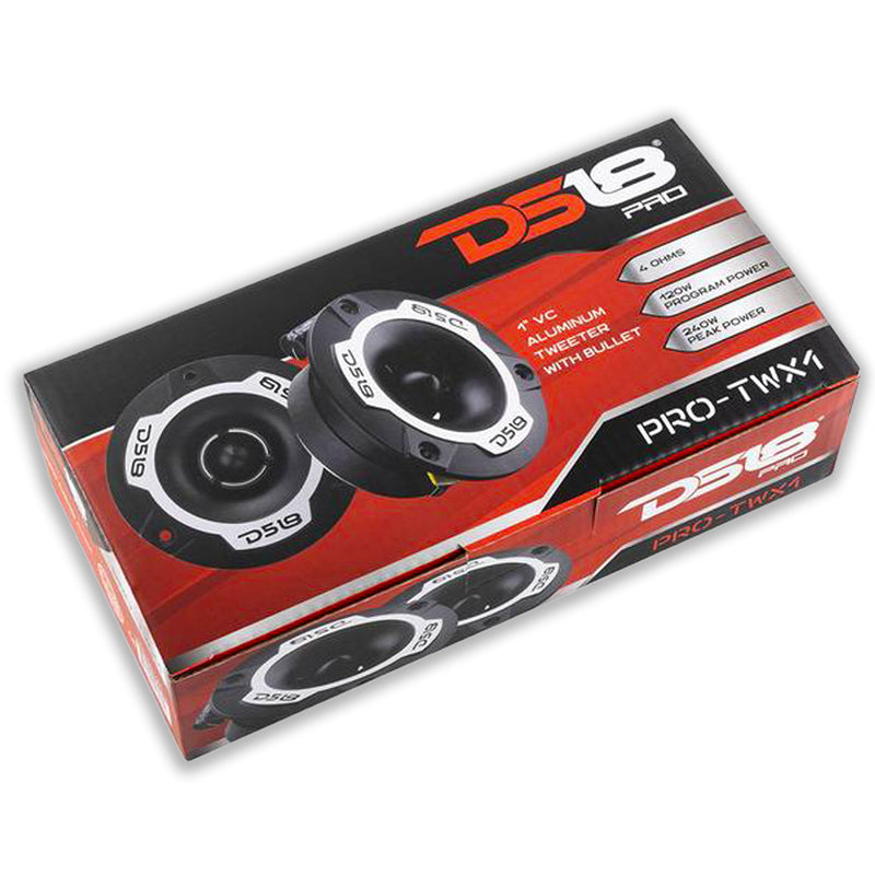 4x DS18 6.5" 4Ohm Midrange Loudspeakers w/ Pair of 1" Bullet Tweeters + Amp Pack