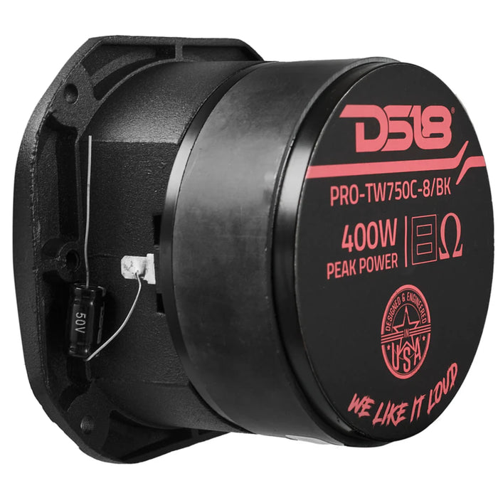 DS18 PRO 4" Tweeter 1.5" Titanium VC 8-Ohm 200-Watt Super Bullet Black