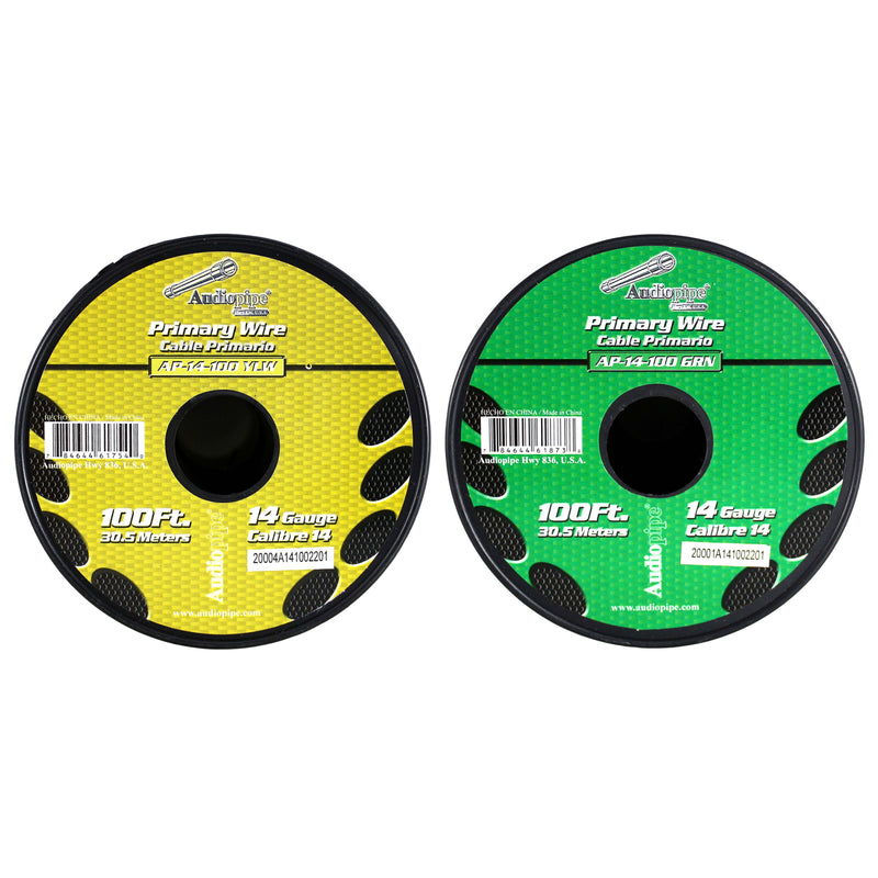 14 GA 100 FT Roll Grn Ylw Stranded Spool of CCA Primary Power Ground Wire Cable