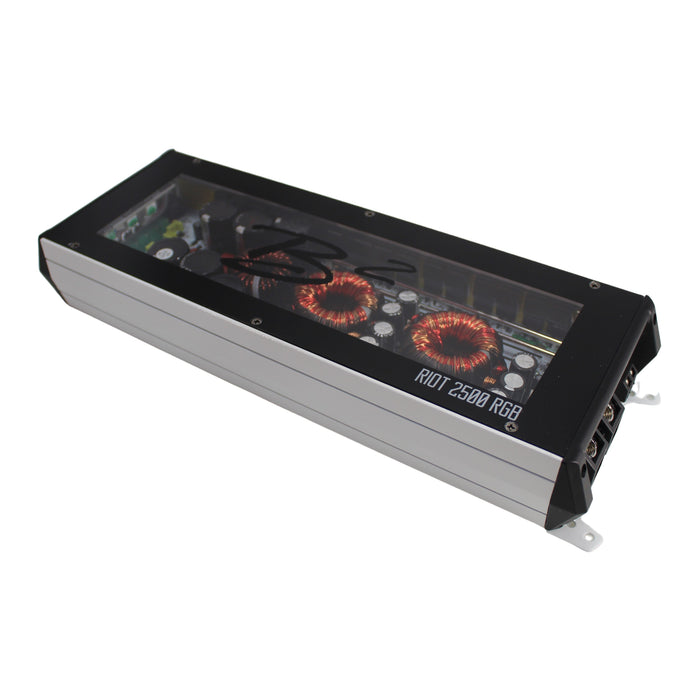 B2 Audio 2500W 1-Ohm Class D Monoblock Amplifier w/ RGB LED Lights RIOT Series