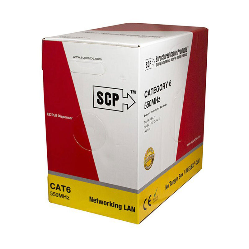 SCP 50FT Cut 23AWG Solid CAT6 Enhanced Electrical Wire 550MHZ UTP Class E Purple