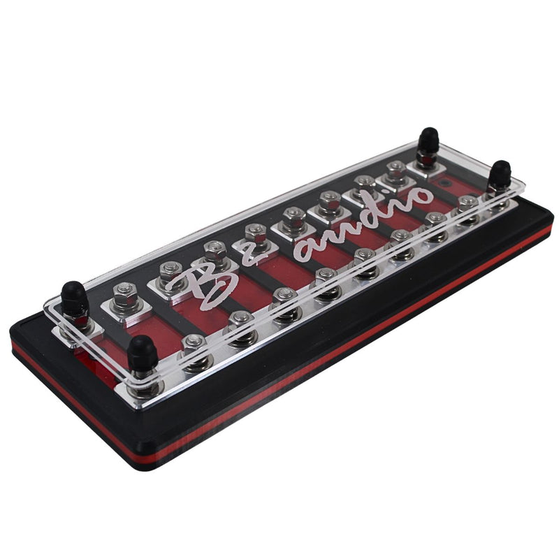10 Spot Heavy Duty ANL Fuse Distribution Block w/ Acrylic B2 Audio Cover