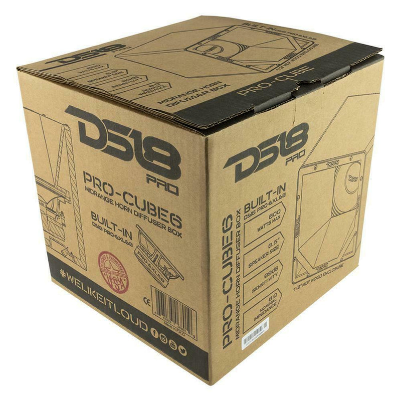 DS18 PRO-CUBE6 6.5" 600W 8 Ohm Stackable 9x9x9" box with Diffuser & PRO-EXL68
